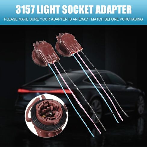 3156 3157 Pre-Wired Harness Sockets, Tail Light Socket Plug Adapter, LED Bulb Socket Adapter Pigtail Connector, Fits for Turn Signal Bulb Brake/Tail Light/DRL Lamp (2PCS) in Kuwait