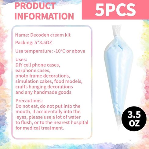 10pcs 3.5 أوقية Decoden Cream Kit ، Pearlescent Rainbow Simulation محاكاة غراء كريمة مخفوقة ، كريمة ديكو ، مناسبة للحرف اليدوية DIY وتزيين حالة الهاتف (10 ألوان) in Kuwait