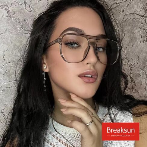 Retro Oversized Square Glasses for Women Men Big Square Aviator Blue Light Eyeglasses in Kuwait