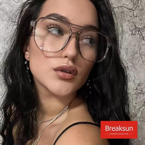 Retro Oversized Square Glasses for Women Men Big Square Aviator Blue Light Eyeglasses in Kuwait