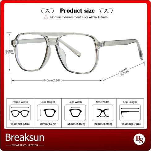 Retro Oversized Square Glasses for Women Men Big Square Aviator Blue Light Eyeglasses in Kuwait