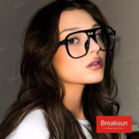 Retro Oversized Square Glasses for Women Men Big Square Aviator Blue Light Eyeglasses in Kuwait