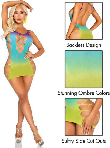 Leg Avenue Women's Seamless Ombre Faux Lace Up Mini Dress in Saudi Arabia