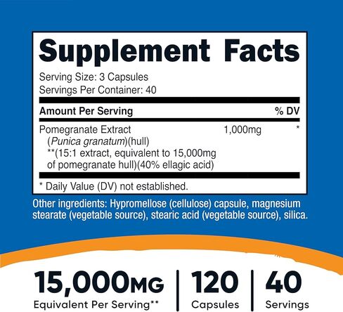 Nutricost Pomegranate Extract (15000 mg Equivalent) 120 Capsules - 40 Servings in Saudi Arabia