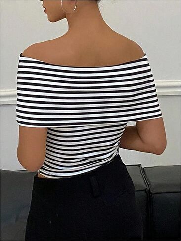 Shenhe Women's Off Counter Crotte Tops Princed Print Short Sleve Slim Fit Top Tees in Saudi Arabia