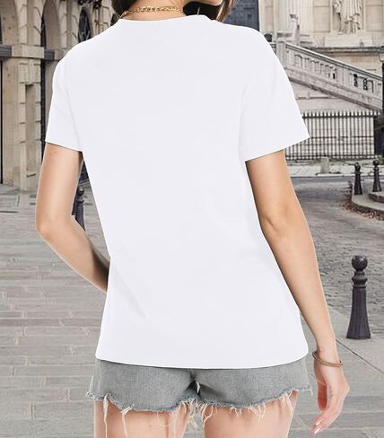 T Shirts for Women Crewneck Short Sleeve Loose Fit Casual Cute Tee Tunic Blouse in Kuwait