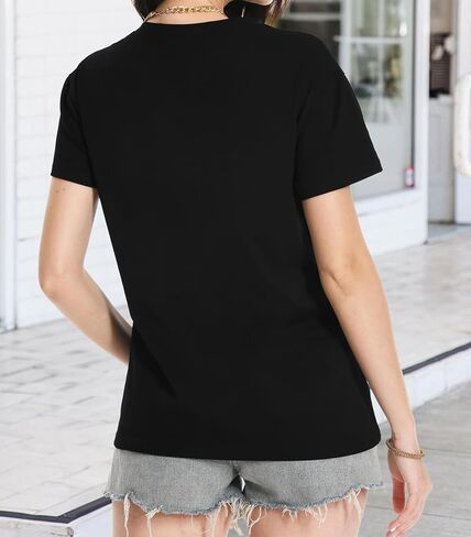 T Shirts for Women Crewneck Short Sleeve Loose Fit Casual Cute Tee Tunic Blouse in Kuwait