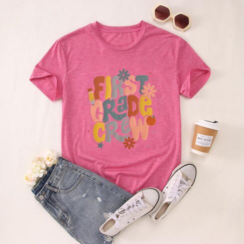 القمصان المعلمين من طاقم الطاقم للصف الأول للنساء في اليوم الأول من اليوم الأول من THE SCHOOL THERES TO SCHOOL TEEST TEES TOPS in Saudi Arabia