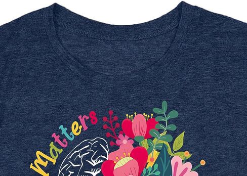 Womens Mental Health Matters Shirts Human Brain Illness Awareness T-Shirt Therapist Tee Top in Saudi Arabia