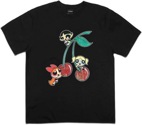 BioWorld PowerPuff Girls Cherry Glitter Print Crew Neck Short Shirt Back in Saudi Arabia