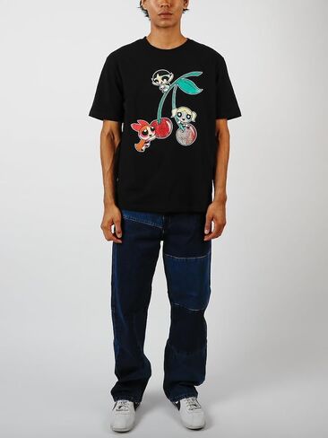 BioWorld PowerPuff Girls Cherry Glitter Print Crew Neck Short Shirt Back in Saudi Arabia