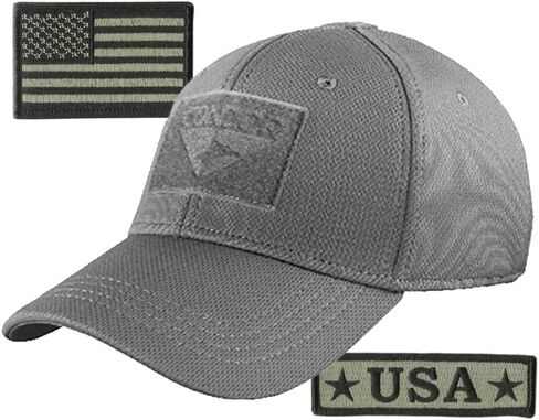 Condor Fitted Tactical Cap Bundle - USA Morale & USA Flag Patches - Choose Size in Saudi Arabia