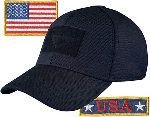 Condor Fitted Tactical Cap Bundle - USA Morale & USA Flag Patches - Choose Size in Saudi Arabia