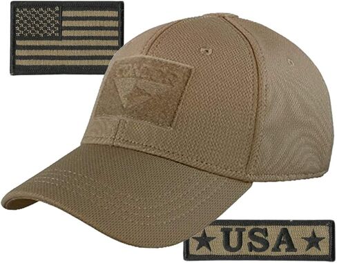 Condor Fitted Tactical Cap Bundle - USA Morale & USA Flag Patches - Choose Size in Saudi Arabia