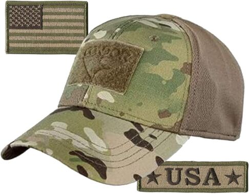 Condor Fitted Tactical Cap Bundle - USA Morale & USA Flag Patches - Choose Size in Saudi Arabia
