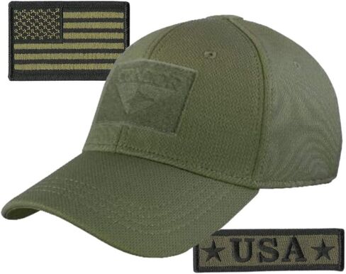 Condor Fitted Tactical Cap Bundle - USA Morale & USA Flag Patches - Choose Size in Saudi Arabia