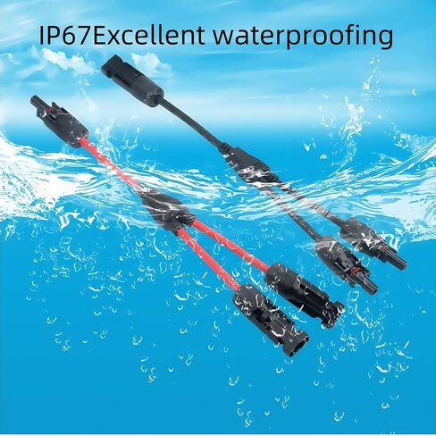 2 Pair Solar connectors Y-Tee 1-to-2 Waterproof Parallel Adapter, 10AWG tinned Copper Cable Plug Connector for Solar photovoltaic Panel Panels (2 Pairs M/FF and F/MM) in Saudi Arabia