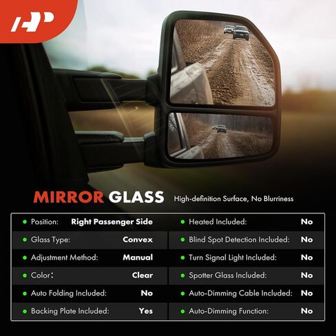A-Premium جانب الركاب الأيمن أسفل زجاج مرآة غير محرقة مع لوحة دعم-متوافقة مع Ford F-150 F150 2007-2012-Towing Mirror محدب in Saudi Arabia