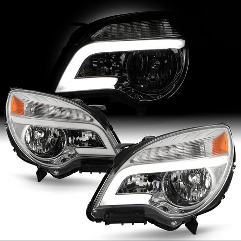 AKKON - Fits 2010-2017 Chevy Equinox LT/LS [LED Tube Running] Projector Black Headlights Pair Driver + Passenger Replacement in Saudi Arabia