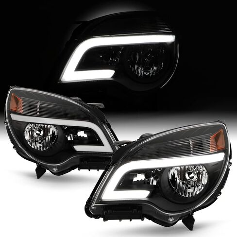 AKKON - Fits 2010-2017 Chevy Equinox LT/LS [LED Tube Running] Projector Black Headlights Pair Driver + Passenger Replacement in Saudi Arabia