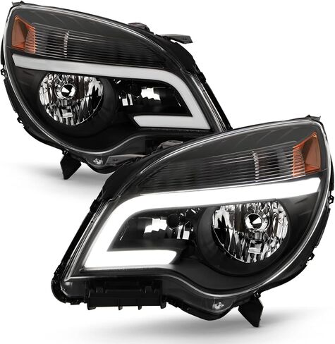 AKKON - Fits 2010-2017 Chevy Equinox LT/LS [LED Tube Running] Projector Black Headlights Pair Driver + Passenger Replacement in Saudi Arabia