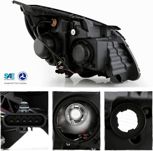 AKKON - Fits 2010-2017 Chevy Equinox LT/LS [LED Tube Running] Projector Black Headlights Pair Driver + Passenger Replacement in Saudi Arabia