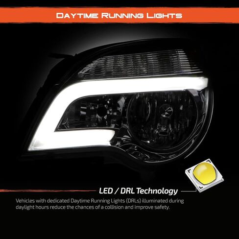 AKKON - Fits 2010-2017 Chevy Equinox LT/LS [LED Tube Running] Projector Black Headlights Pair Driver + Passenger Replacement in Saudi Arabia