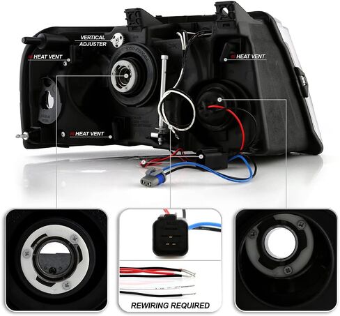 ACANII - For 2003-2006 Ford Expedition LED Halo Black Housing Projector Headlights Headlamps, Driver & Passenger Side in Saudi Arabia