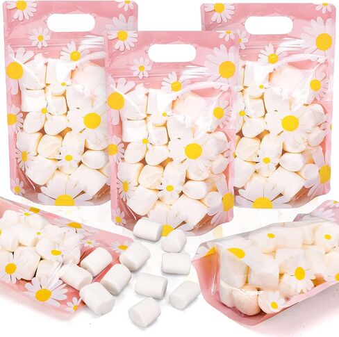 Fysuimu 50pcs القوس الوردي أكياس قفل الرمز البريدي Coquette Coquette Bowknot Plastic Sealing أكياس مع مقبض حقائب هدايا جيدة قابلة للاستيلاء لعيد الميلاد لوازم حفلة استحمام الطفل in Kuwait