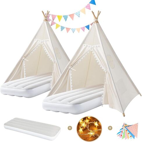 Sumbababy Kids Teepee Tent for Toddlers - Kids Play Tents Indoor Playhouse for Girls & Boys - Washable Tipi Sleepover Tent Kid Boho Toddler Tents with Lights & Carry Bag - Foldable Outdoor Gift Toys in Saudi Arabia