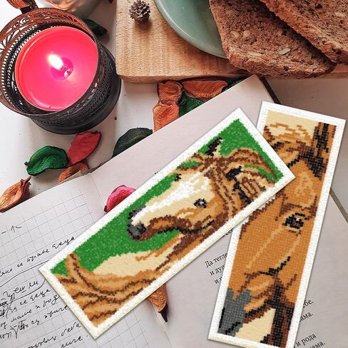 ORIGACH 6 Set Bees Cross Stitch Bookmark Kit for Beginner with Backing Felt Floss Instructions DIY Stamped Embroidery Bookmark Kit for Adults, Book Lovers in Saudi Arabia