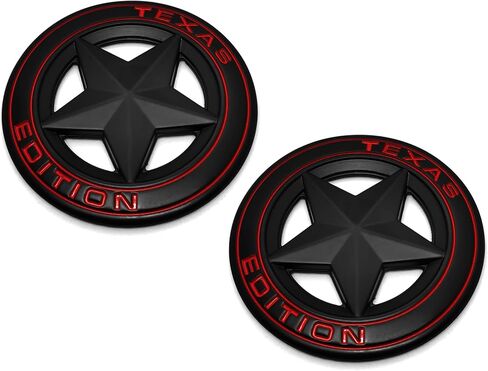 PTDECALS 2PCS Texas Star Emblem Texas Edition Auto Car Sticker ملصق شارات 7.5 سم (2.95 ") (2 PCS Black) in Kuwait