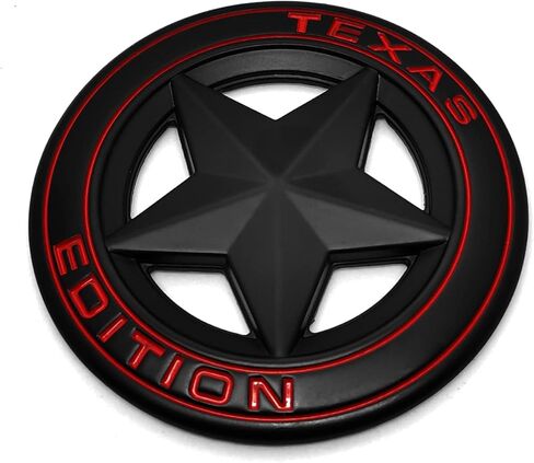 PTDECALS 2PCS Texas Star Emblem Texas Edition Auto Car Sticker ملصق شارات 7.5 سم (2.95 ") (2 PCS Black) in Kuwait
