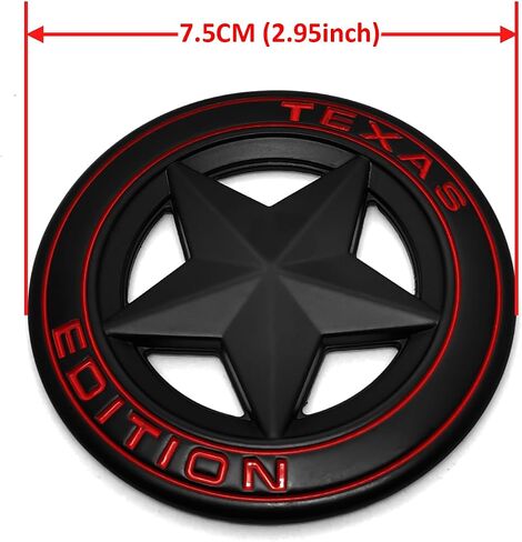 PTDecals 2PCS Texas Star Emblem Texas Edition Auto Car Badge Sticker Decals 7.5CM(2.95") (2 PCS Black) in Kuwait