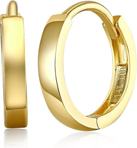 TWJC 14k REAL Yellow OR White Gold 2mm Thickness Huggie Earrings (11 x 11 mm) in Saudi Arabia