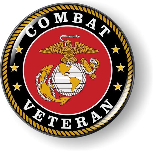 US Marine Corps Combat Veteran, USMC 3D Domed CAR Emblem Badge Sticker Chrome Metal Bezel - Official U.S. Marine Corps Licensed Product in Saudi Arabia