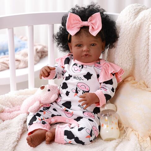 BABESIDE Black Baby Dolls Girl - 20 -Inch Lifelike Realistic Newborn Baby Dolls Real Life Baby with Clothes and Toy Gift for Kids Age 3+ - Megan in Saudi Arabia