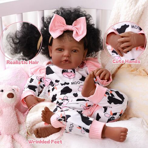 BABESIDE Black Baby Dolls Girl - 20 -Inch Lifelike Realistic Newborn Baby Dolls Real Life Baby with Clothes and Toy Gift for Kids Age 3+ - Megan in Saudi Arabia