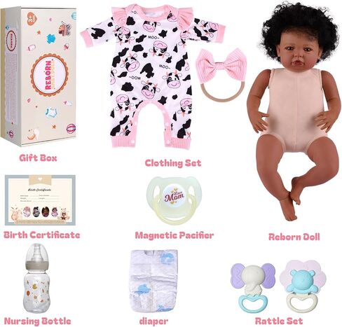 BABESIDE Black Baby Dolls Girl - 20 -Inch Lifelike Realistic Newborn Baby Dolls Real Life Baby with Clothes and Toy Gift for Kids Age 3+ - Megan in Saudi Arabia