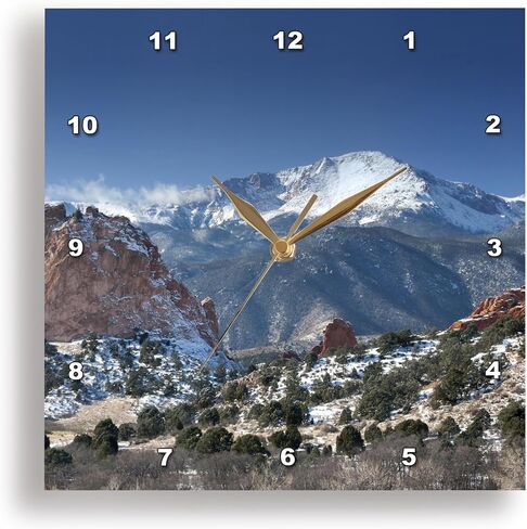 3dRose DPP_38673_1 Colorado Mountains Pikes Peak Wall Clock, 10 by 10-Inch in Saudi Arabia