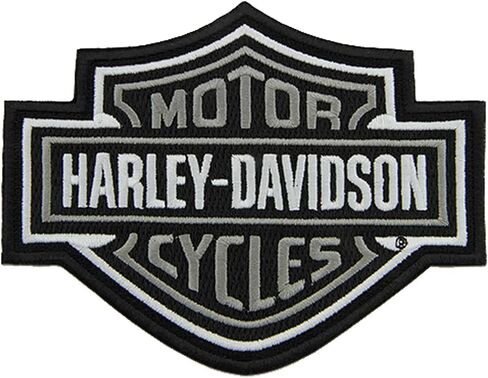 Harley-Davidson 5.6 inch Embroidered Gray Bar & Shield Logo Emblem Sew-On Patch in Saudi Arabia