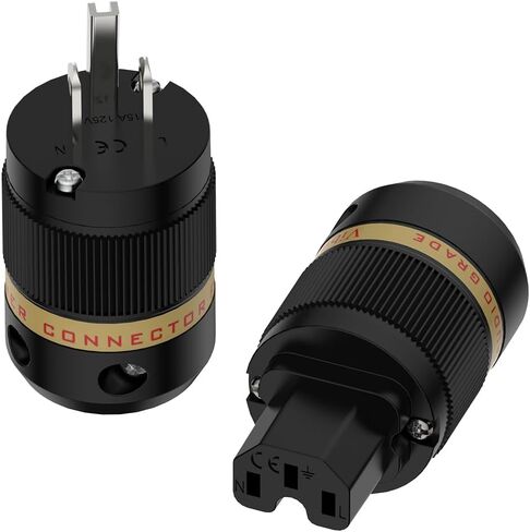 Fiborg HIFI Power Plug ، VM501G+VF501G ، النحاس المطلي بالذهب غير المغنطيسي ، قابس التيار الكهربائي AC ، قابس الطاقة الصوتية ، قذيفة زجاجية الألياف ، قابس الطاقة US HIFI+IEC C15 للموصل in Kuwait