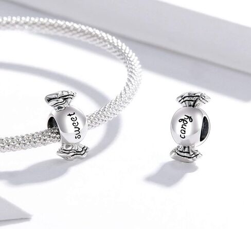 925 Sterling Silver Chocolate Cake Charm Poached Egg Charm Biscuit Charm Rainbow Ice Cream Charm Sweet Candy Charm for Pandora Charm Bracelet in Kuwait