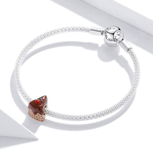 925 Sterling Silver Chocolate Cake Charm Poached Egg Charm Biscuit Charm Rainbow Ice Cream Charm Sweet Candy Charm for Pandora Charm Bracelet in Kuwait