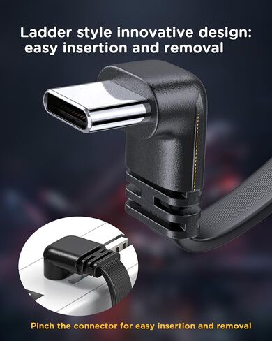 2PCS 90 Degree USB A to USB C Flat Cable Right Angle USB Male to Male Adapter Short Soft USB Cable 20inch-50CM (UP Angle+Down Angle) in Kuwait