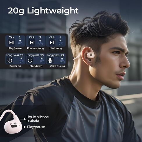Open Ear Headphones, Bluetooth 5.3 Air Conduction Sport Headphones, IPX6 Waterproof, Lightweight 20g Wireless Earphones with Premium Sound & Clear Calls for Running, Cycling & Workouts (Skin) in Saudi Arabia
