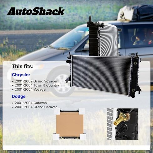 Autoshack Radiator for 2001-2004 Dodge Grand Caravan 2001-2003 Chrysler Voyager 2001-2004 Town & Country 3.3L 3.8L V6 AWD FWD RK863 in Saudi Arabia