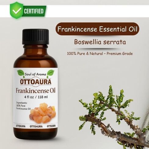 زيت اللبان الأساسي - 4 Fl Oz / 118ml - 100 ٪ من الدرجة النقية والطبيعية والعلاجية ، مثالية لاستخدام الناشر والعلاج العطري in Saudi Arabia