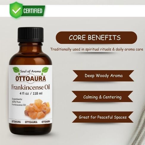 زيت اللبان الأساسي - 4 Fl Oz / 118ml - 100 ٪ من الدرجة النقية والطبيعية والعلاجية ، مثالية لاستخدام الناشر والعلاج العطري in Saudi Arabia