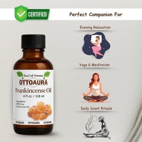 زيت اللبان الأساسي - 4 Fl Oz / 118ml - 100 ٪ من الدرجة النقية والطبيعية والعلاجية ، مثالية لاستخدام الناشر والعلاج العطري in Saudi Arabia